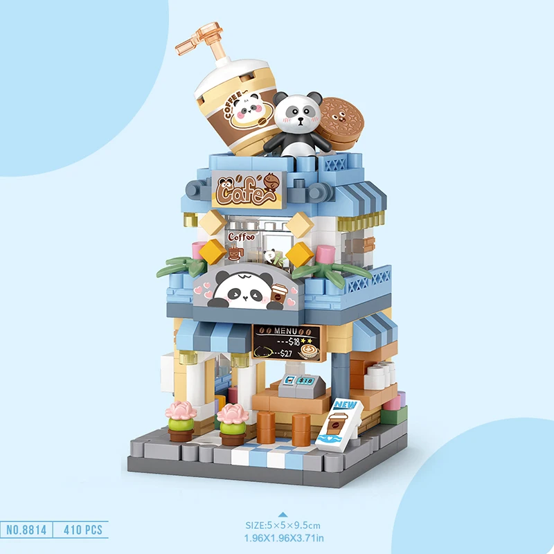 City Street View Building Block Set DIY Ice Cream Coffee Flower Shop Model Building Toy Ideal for Home Decor and Holiday Gifts 3