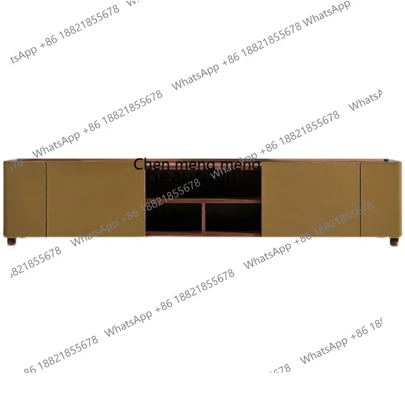 

B178 Italian minimalist solid wood custom saddle leather TV cabinet designer living room walnut low cabinet2936