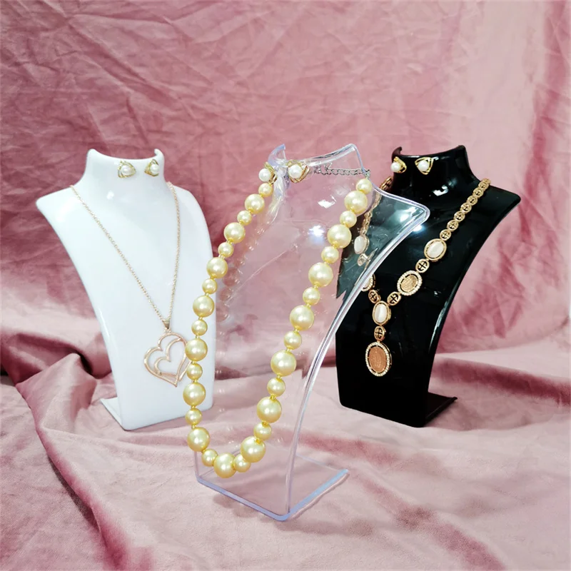 Acrylic Mannequin Necklace Jewelry Display Holder Pendant Earrings Decorate Exhibition window counter Display Stand Shelf