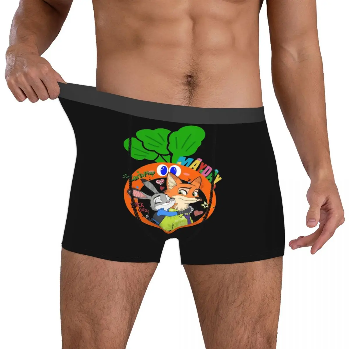

Мужское нижнее белье Custom Z-Zootopiaes с принтом Джуди и Ника, боксеры, трусы, дышащие трусы