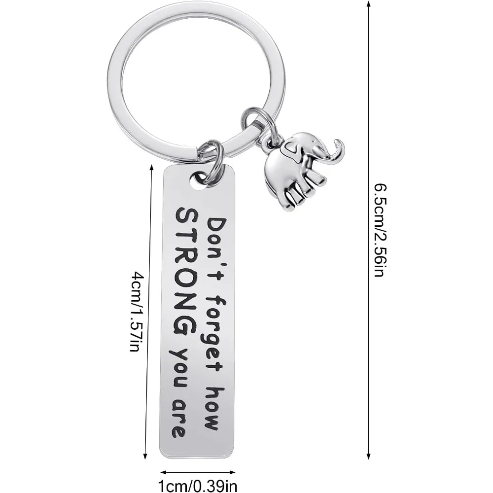 For Elephant Inspirational Keychain, Don't Forget How Strong You Are for Elephant Lovers, Graduation Gift for Boys and Girls