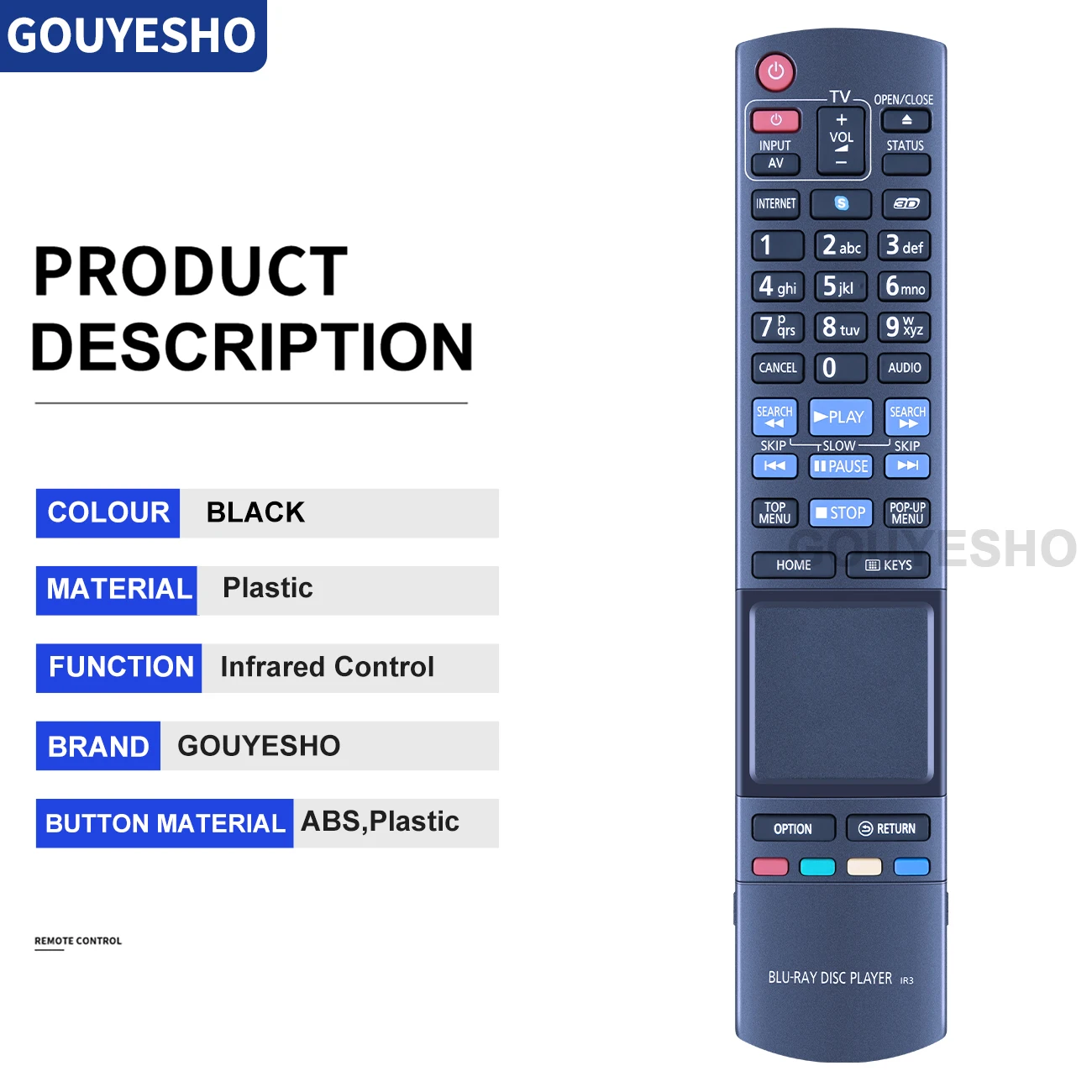 Imagem -04 - Controle Remoto para Panasonic Blu-ray Disc Player N2qayb000768 Ir3 Dmp-bdt500 Novo