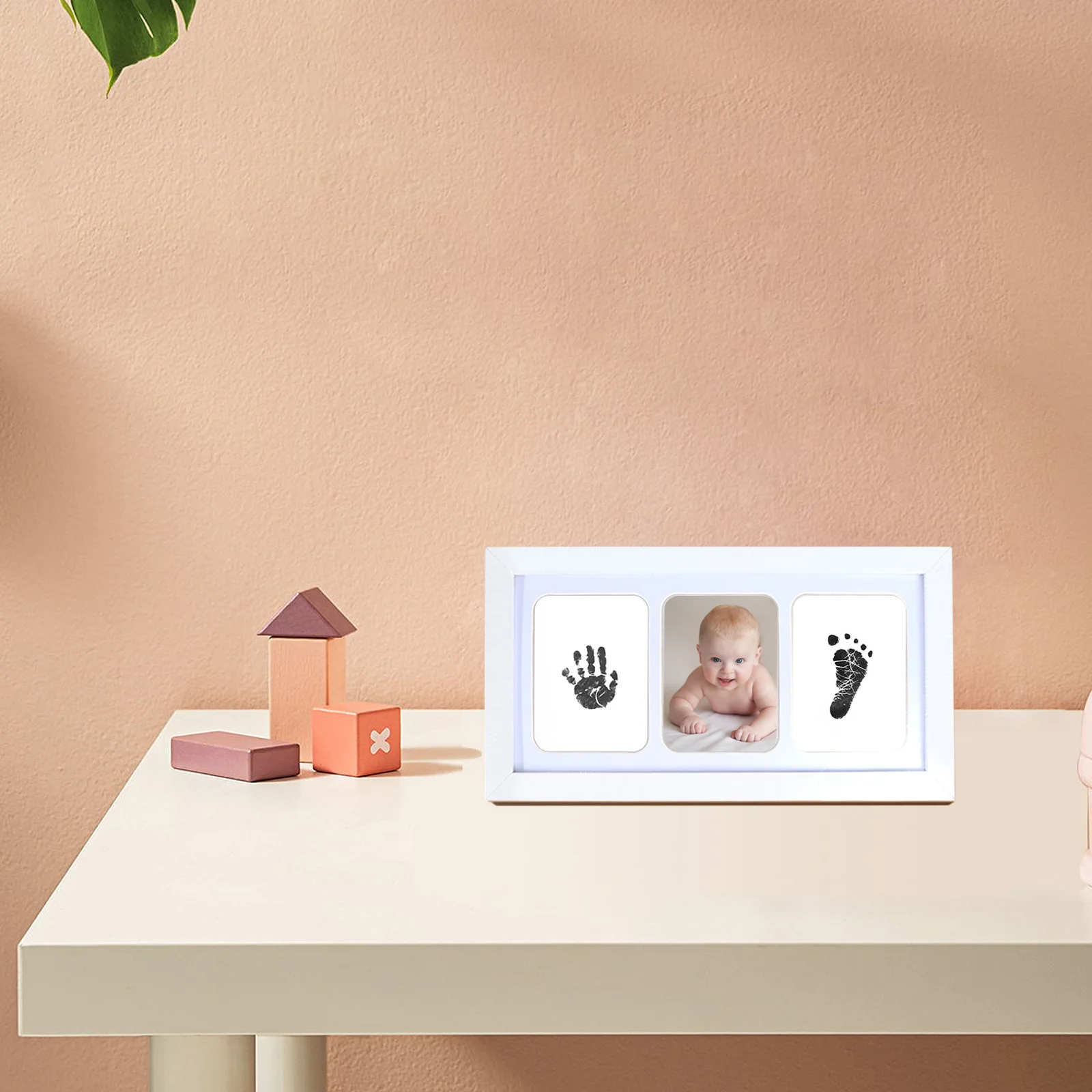 

print Footprint Photo Frame Kit MDF Blank Keepsake Newborn Gift DIY Prints Picture Frame Safe Ink Pad Simple Design Baby