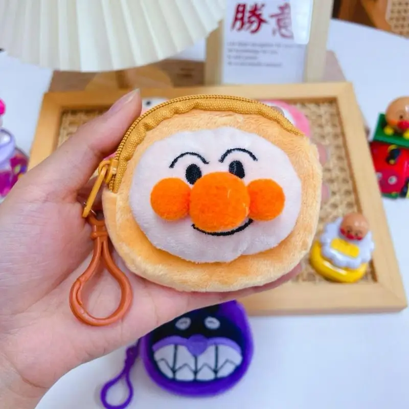 Anime Cartoon Anpanman Coin Purse Wallet Storage Kawaii Baikinman Plush Dolls Pendant Birthday Gift for Children and Students