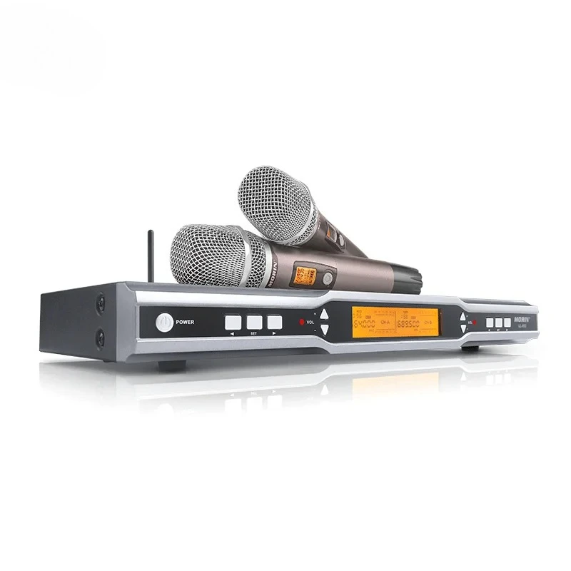 

High Quality Long Distance Dual Channel Double Hand use Wireless Microphone Professional