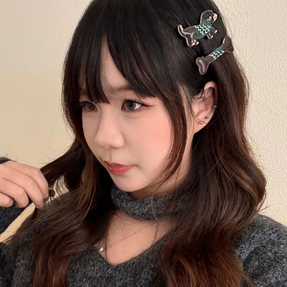 الكورية الاتجاه الجديد سبيكة الراتنج الكرتون الألماني العظام مشبك شعر 2 قطعة حفلة الطالب لطيف منقار البط كليب المرأة إكسسوارات الشعر #2