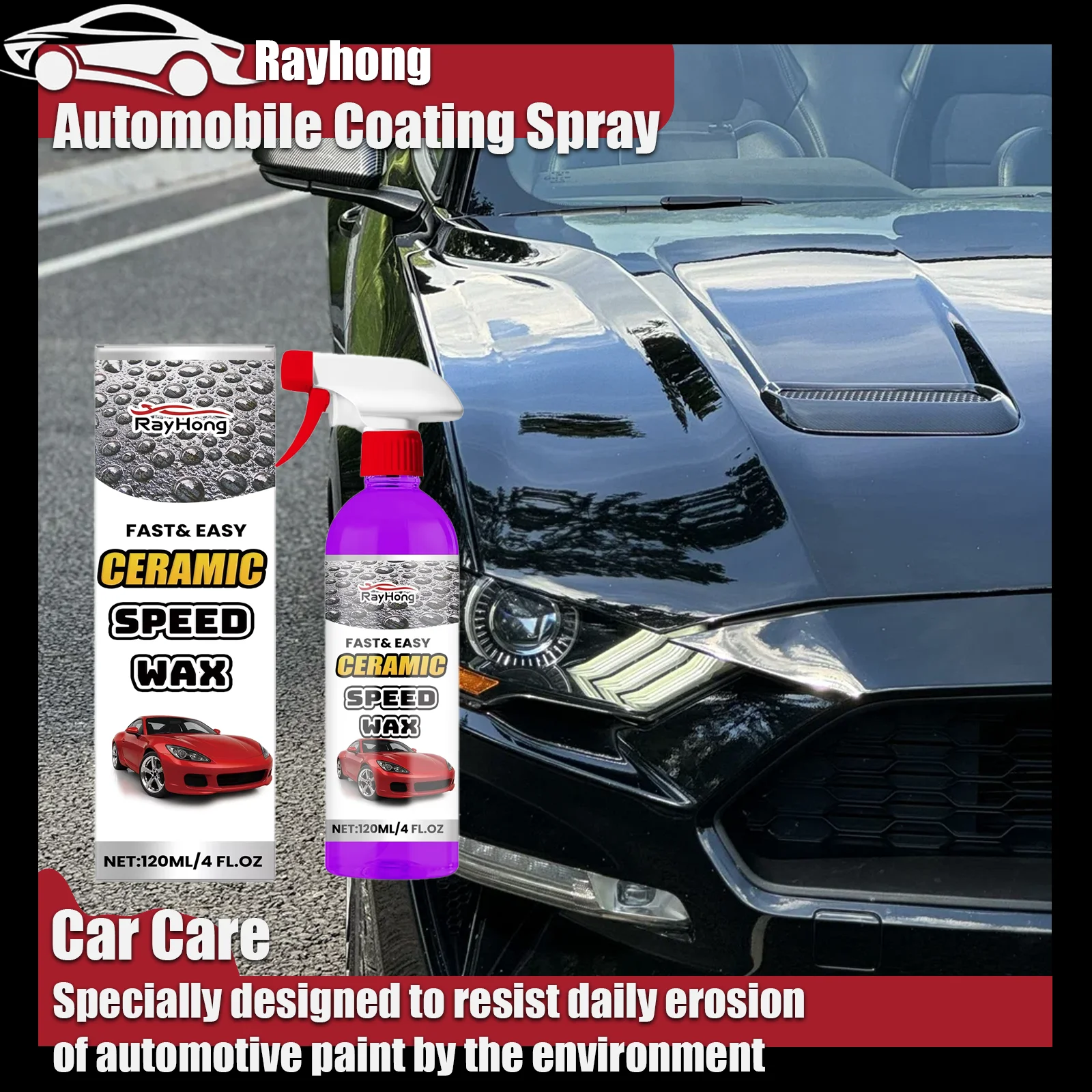 Rayhong 120ml Car Coating Spray - Three Effect Car Paint Care Waterproof Antifouling Brightening Refurbishment Liquid