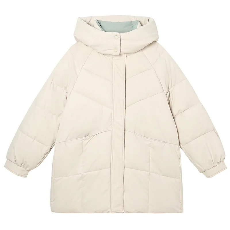 Women Hooded Parkas Coats Mid Lenth Jackets Solid Zipper Pockt Long Sleeves Slim Fit Thick Office Lady Casual 2025 Autumn Winter