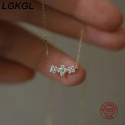 LGKGL Real 925 Sterling Silver Zircon CZ Arc Choker Necklace For Women Light luxury Cute Fine Jewelry Minimalist Accessories