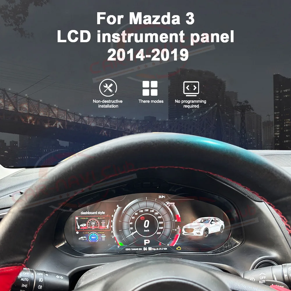 Car Accessories For Mazda 3 Axela Instrument Cluster 2014‑2019 12.3 inch LCD Nstrunent Panel Speed Meter Screen Stereo Dashboard