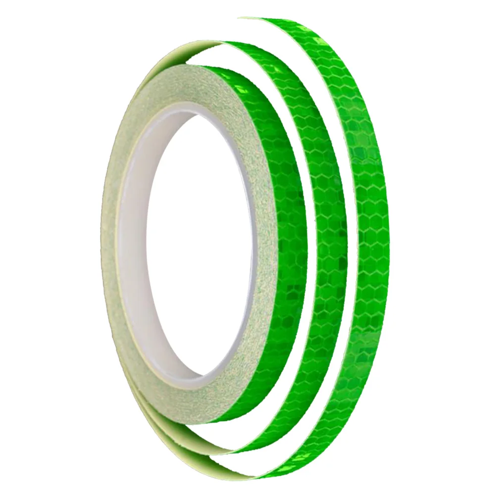 Safety Warning Lighting Sticker Bike Reflective Tape Bike Reflector Wheel Rim Stripe Decal for Bike Decoration 8M Green