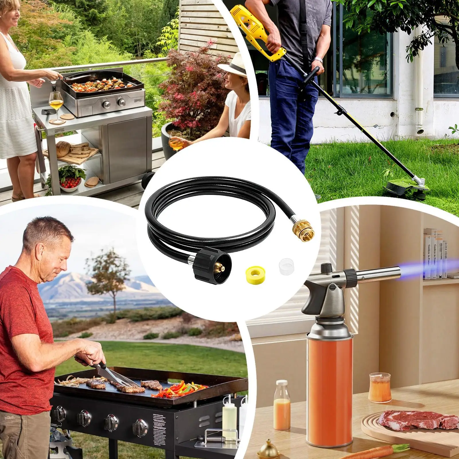 

Шланг для пропана, шланг для гриля на пропане, 6-футовый адаптер, соединители, детали для резервуара, газона, портативные грили, нагреватель, горелка, нагревательный фонарь, кемпинг