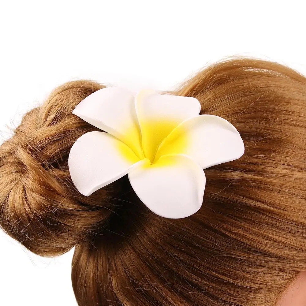 

4/6/9cm Plumeria Flower Hair Clips For Women Girls Hairpins Egg Flower Barrette Hawaiian Wedding Artificial Headwear 2pc hairpin