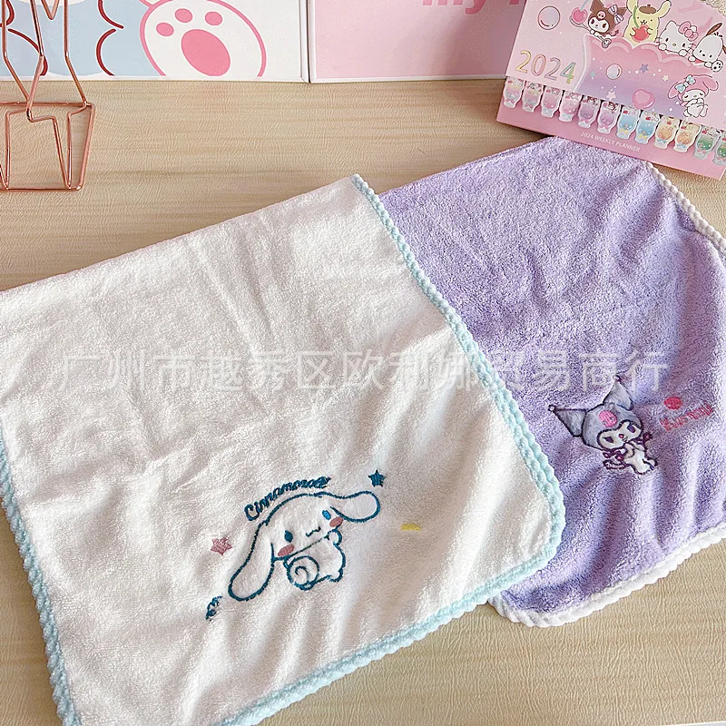 Sanrio Kuromi My Melody Towel Cinnamoroll Pochacco Coral Velvet Bath Towel Cartoon Cute Anime Soft Absorbent Towel Gift for Kids