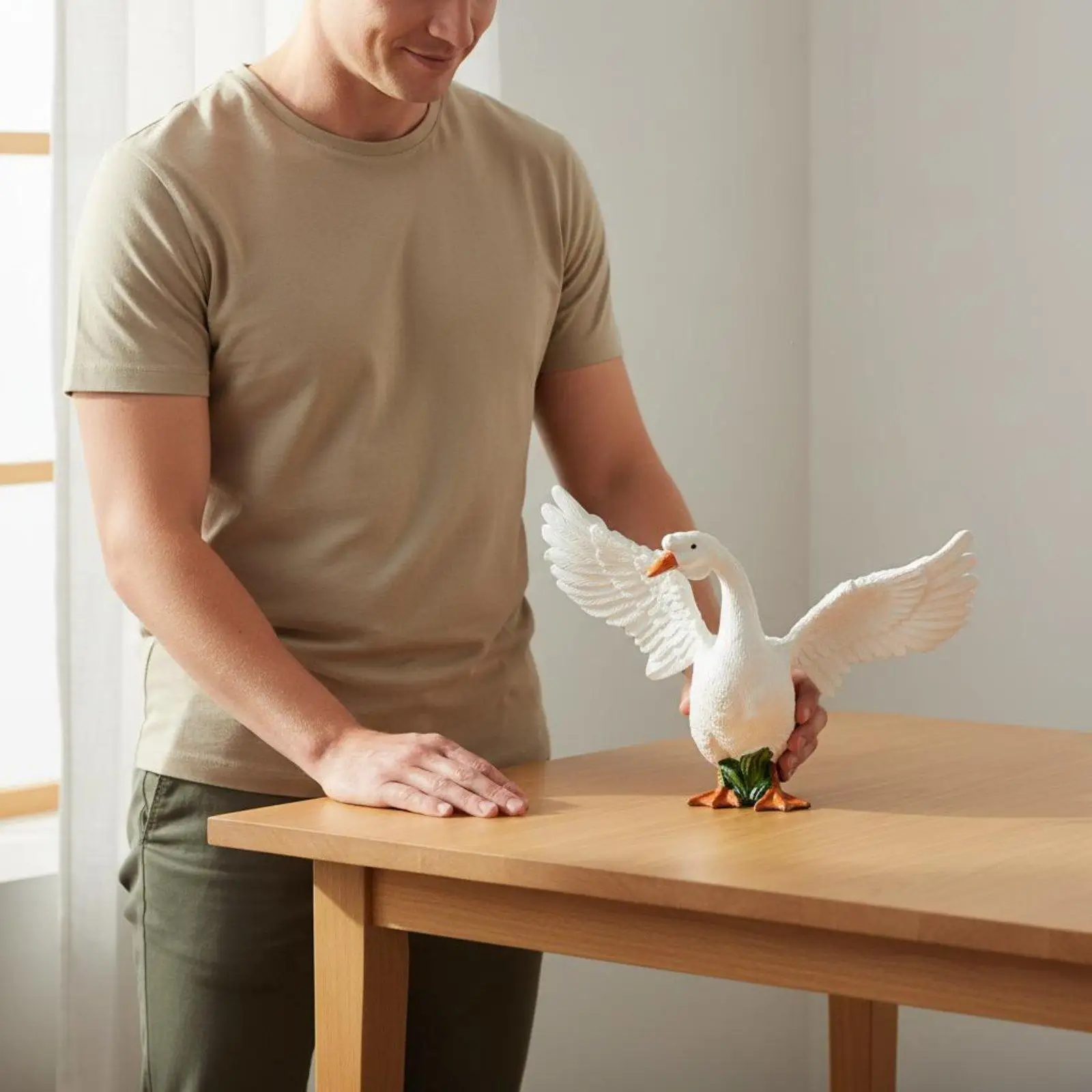 Realistic Goose Model Hand-Painted for Farm Playset, School Project, Kids