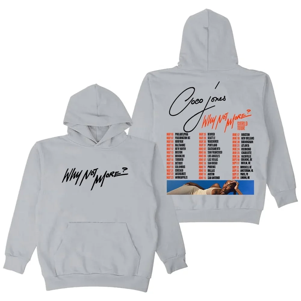 Sweat-shirt à capuche Coco Jones Why Not More World Tour 2025 pour femmes et hommes, manches longues, décontracté, tendance, streetwear