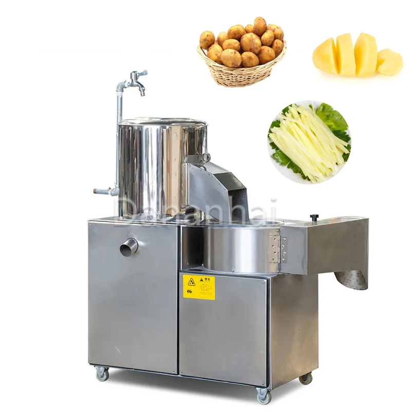 

Industrial Fully Automatic Potato Cleaning, Peeling, Slicing Machine, Commercial Potato Slicer