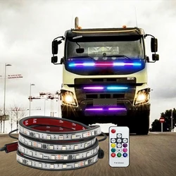 DRL LED Truck Light Strip Warning Light RGB Neon Flexible Streamer Symphony Ambient Bar Exterior Atmosphere Lamp With Remote 24V