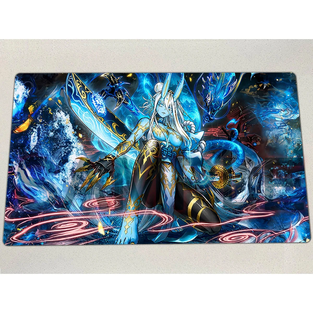 Mata do gry YuGiOh Asutraya Mikumari No Mikoto TCG CCG, mata do gier planszowych, podkładka do pojedynków, mata do gier z kartami kolekcjonerskimi, podkładka pod mysz, gumowa podkładka do gier, torba. — zdjęcie produktu 6
