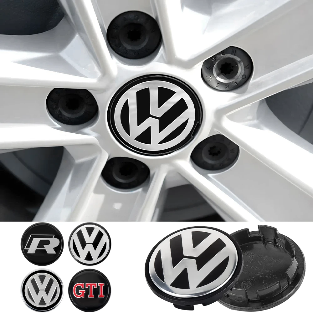 56MM/65MM/66MM Original Car Wheel Center Hub Caps Covers For Volkswagen VW R GTI Emblem Auto Badge Hubcaps Decoration Accessorie