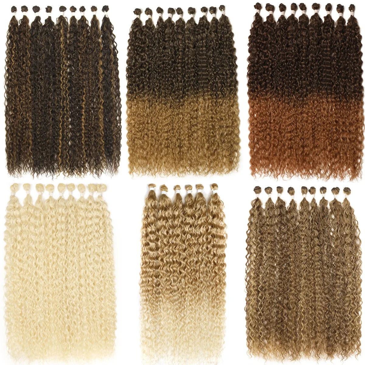 Synthetic Kinky Curly Hair Bundles Long  Jerry Curly Hair Weave Anjo Plus Hair Extensions Organic Ice Silk High Quality Weaving