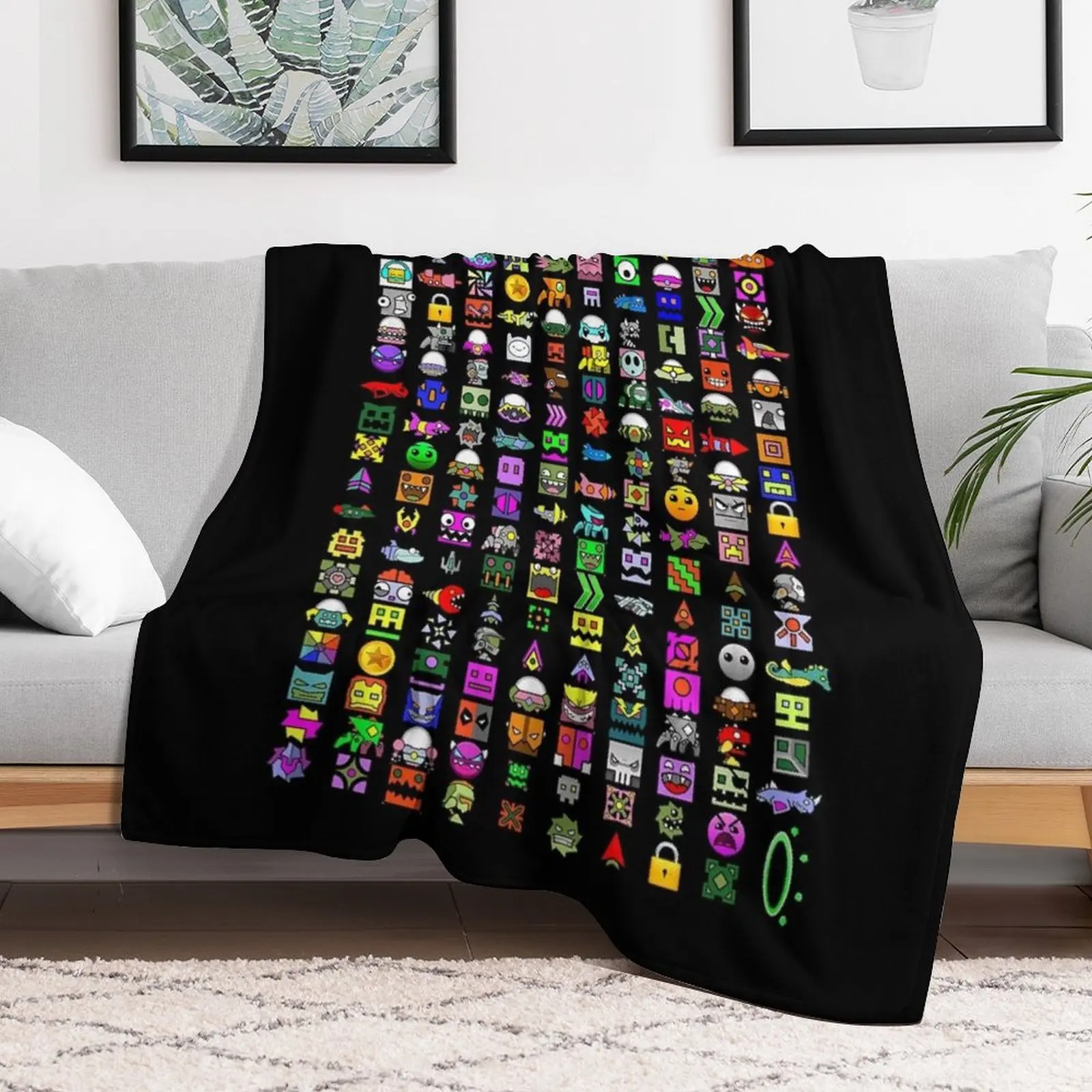 Geometry Dash Throw Blanket Hairys Plaid on the sofa For Baby Blankets image 2