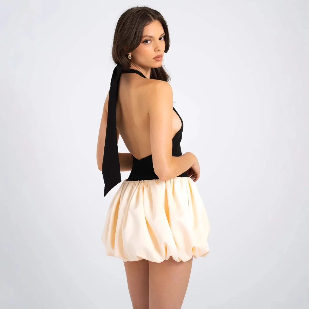 セクシーなスリムフィット、背中見せ、誕生日パーティー用ドレス、夏、ハイウエスト、ショートスカート、サッシュ付き、花柄プリント、ノースリーブ、レディースドレス