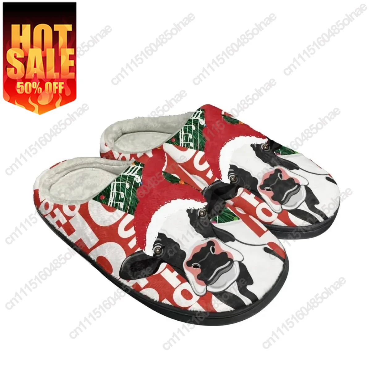 Christmas Dog Design Men Indoor Flats Winter Warm Couples Comfy Footwear Home Non-Slip Cotton Slippers Print On Demand
