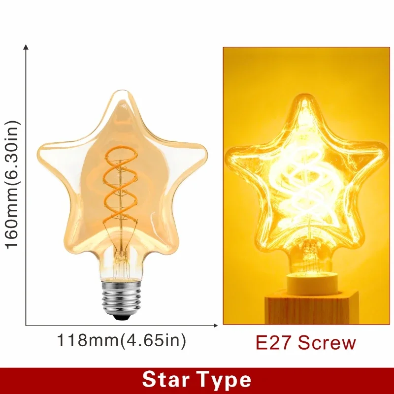 E14 E27 Retro LED Spiral Filament Glühbirne 4W Warm Gelb 220V C35 A60 T45 ST64 T185 T225 G80 G95 G125 Vintage Edison Lampe