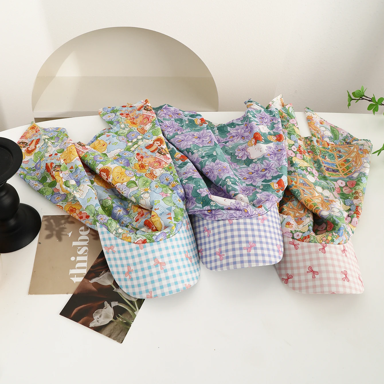 Französischer Retro-Kopftuchhut im Landhausstil, Damen-Sommerhut mit Sonnenschutzriemen im Freien, Urlaubsfotokappe, Baseballkappe