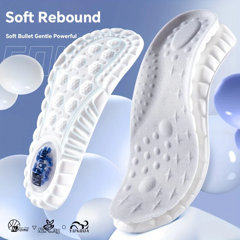 

4D Sport Insoles Soft Breathable Deodorant High-elasticity Shock Absorption Running Shoe Pad For Men Women Latex Massage Insole