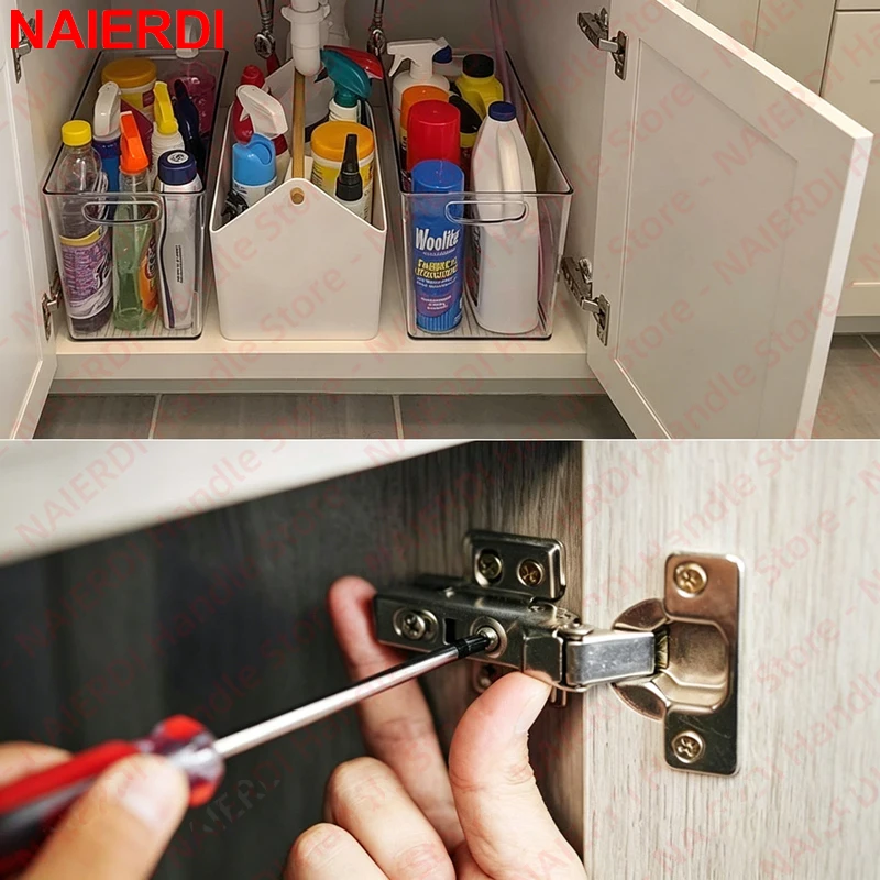 NAIERDI 4 Pieces Soft Closing Cabinet Hinges Stainless Steel Hydraulic Hinge for Furniture,Cabinet and Doors view 6