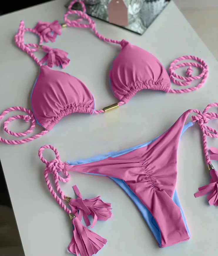 Bikini nadruk zebry dwuczęściowy strój kąpielowy seksowne stringi zestaw Bikini kobiety brazylijskie stroje kąpielowe 2024 nowy Biquini pływanie