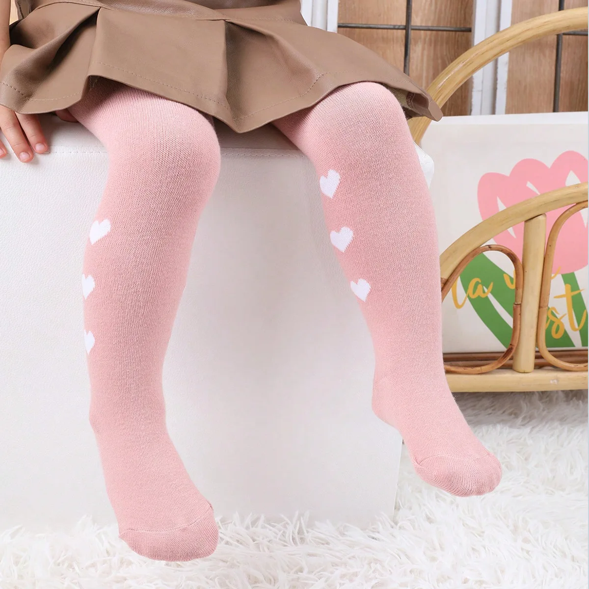 Children's Casual Jumpsuits Baby Girl's Toddler Solid Tights - Perfect For School, Dancing & Play Heart Pattern Jumpsuits Socks