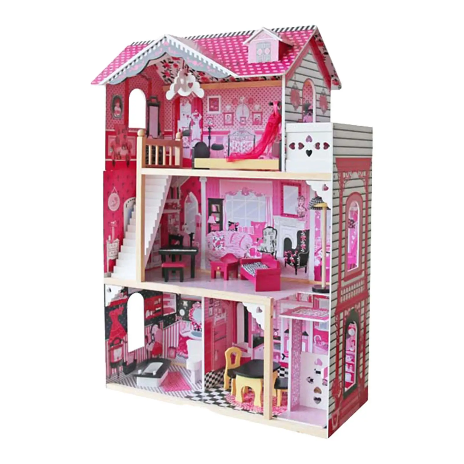 Principessa Doll Villa Giocattolo Regali Casa delle bambole per bambini Playset Kit casa delle bambole fai da te Mobili e accessori per bambini Ragazze Bambini