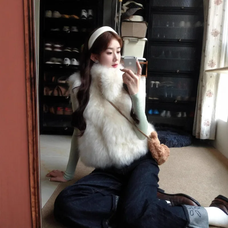 Vest Women Short Style New Korean Version Popular Environmentally Friendly Cashmere Vest Fur Coat Fashion Warm Women's Clothing