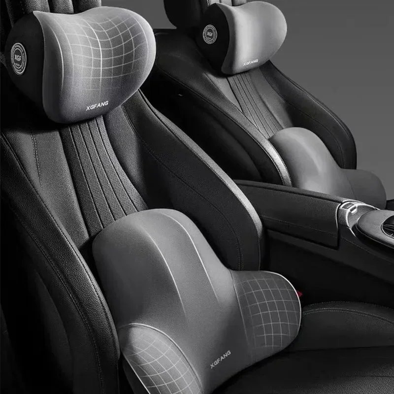 メモリーフォーム車用ヘッドレスト、腰椎サポート、カーシート枕、ネックピロー、長時間座るための腰椎サポート、車用アクセサリー