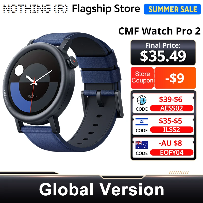CMF by Nothing Watch Pro 2 Global Version BLUETOOTH CALLS 1.32'' AMOLED 60 FPS Display 11 Days Battery life SpO₂ Monitors GPS