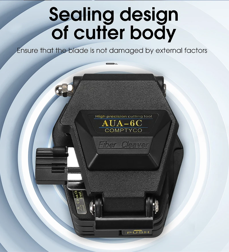 AUA-60C Fiber Cleaver FTTH Cable Fiber Optic Cutting Knife with Waste Fiber Box Three-in-one Clamp Slot16 Surface Blade