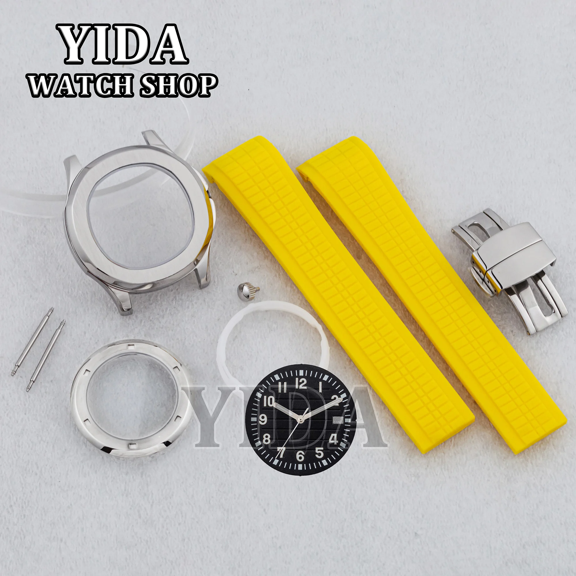 

NH35 Watch Case Set for AQUANAUT Nautilus Dial Rubber Strap Stainless Steel Watch Accessories fit NH36 Movement Replace Parts