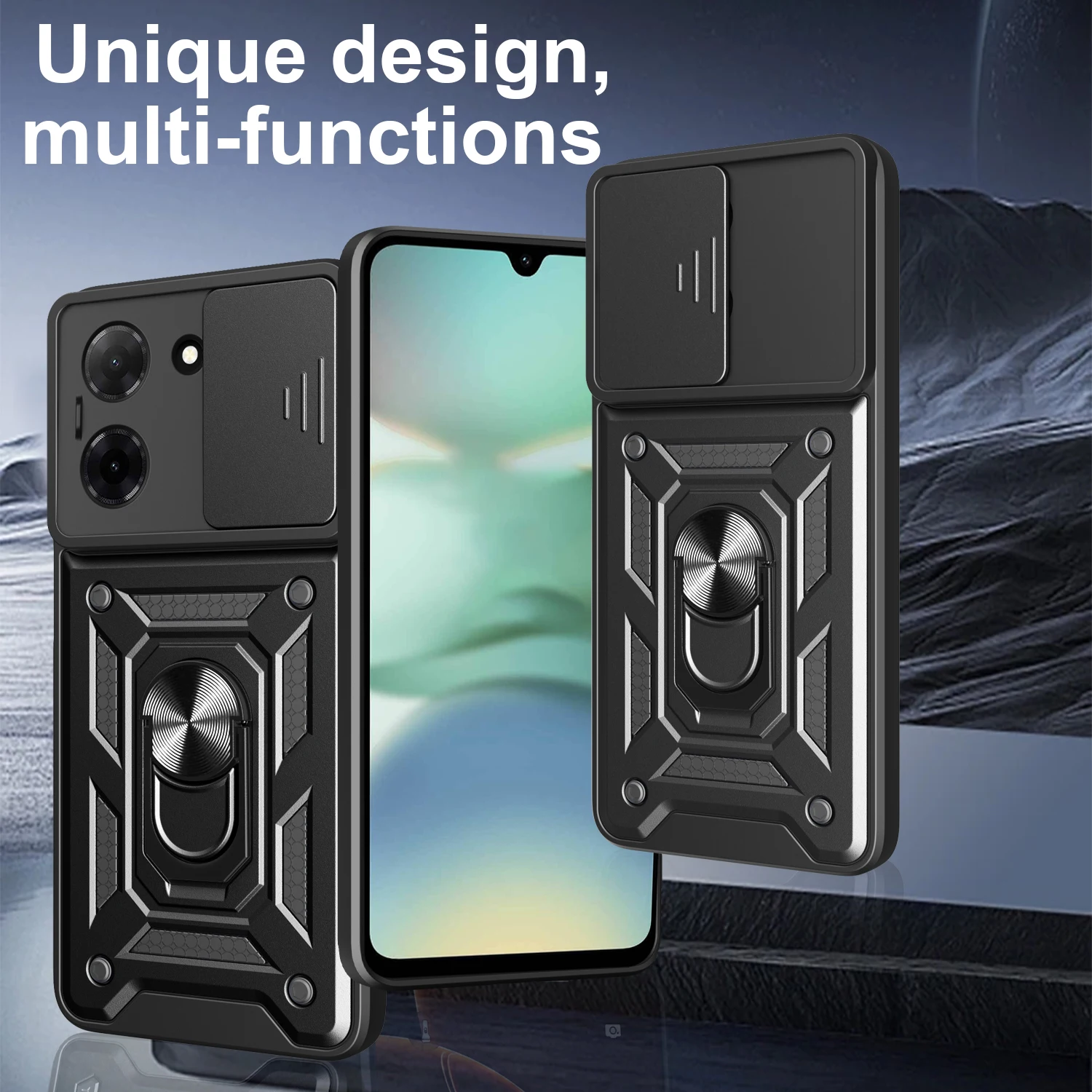 For Redmi A5 13C 12C 10C Armored Protective Shell With Magnetic Ring For Redmi A1 A2 Plus  Phone Case With Camera Protection