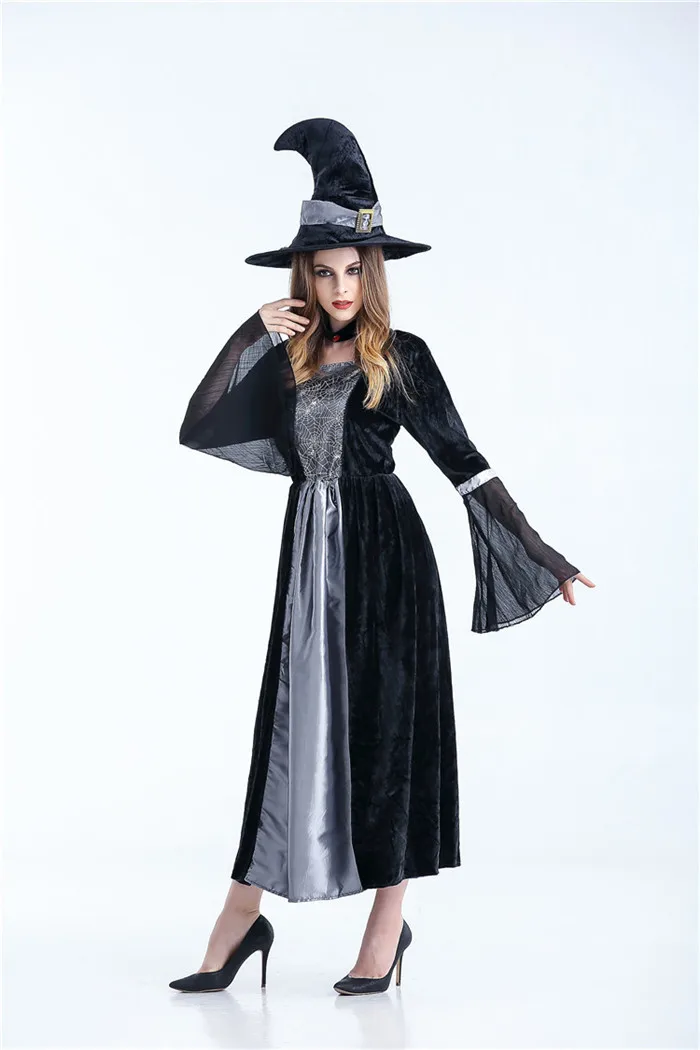 أزياء الهالوين الساحرة للبالغين، حفلة تنكرية للرقص الموت بلا رداء كوسبلاي للمرأة العجوز، تنورة طويلة، ملابس مسبقة #3