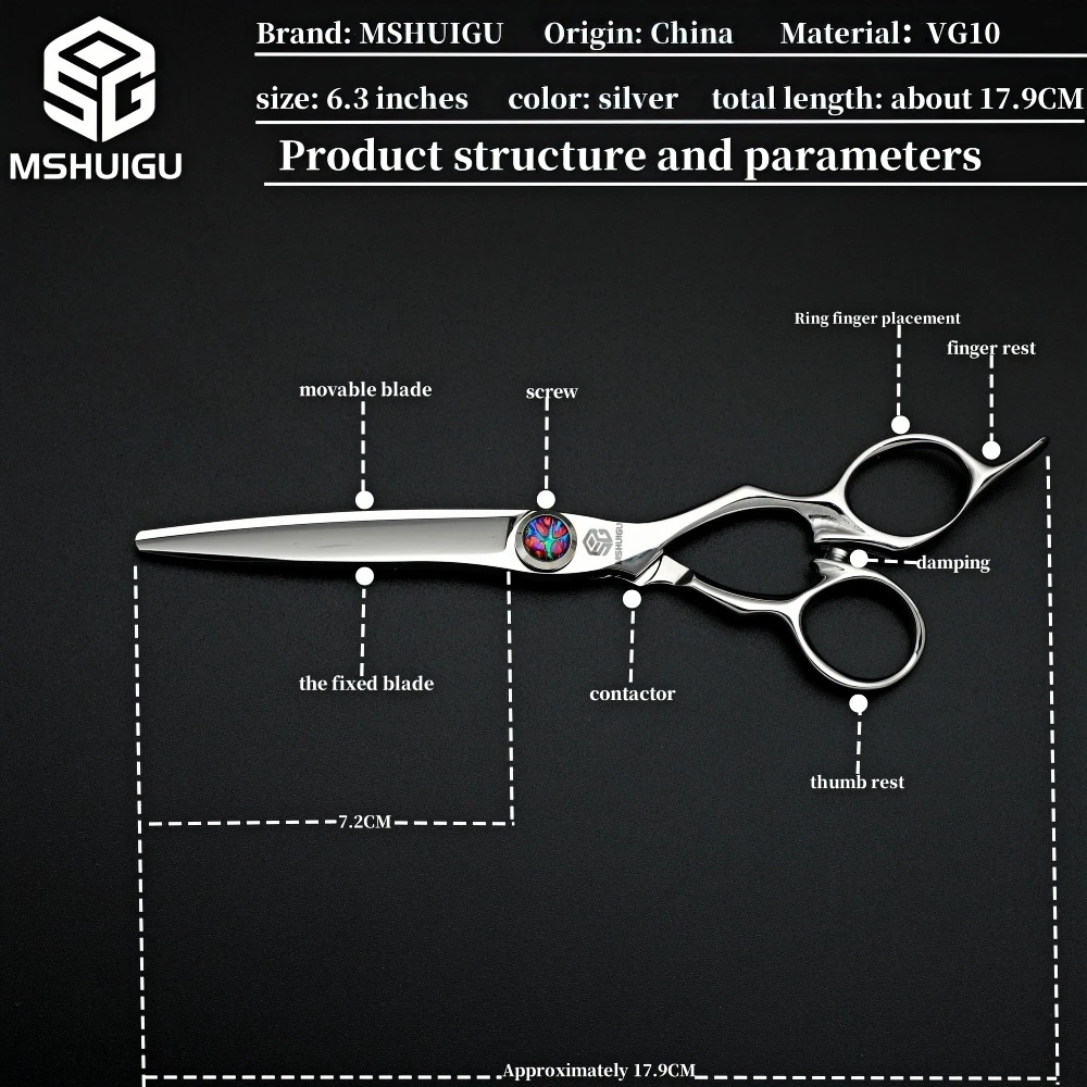 MSHUIGU Professionelle Friseurschere, 15,2 cm, multifunktionale Haarausdünnungsschere, japanischer VG10-Stahl, Salon-Haarwerkzeuge – Detail 21