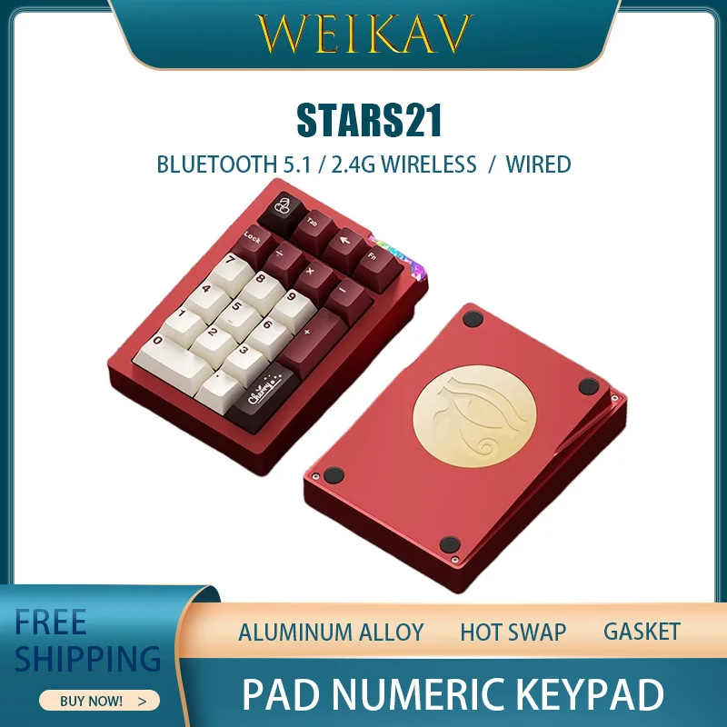 

Weikav Stars21 Wireless Mini Mechanical Keyboard Numeric Keypad Aluminum Alloy Three-Mode Bluetooth with Hot-Swappable Switches