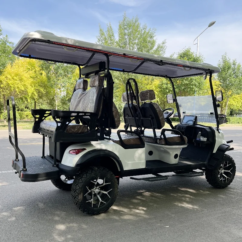 2026 New Off-Road Vehicle 6 Passenger New Gas Golf Cart and Electric Tourist Sightseeing Car with Cup Holder Storage Basket