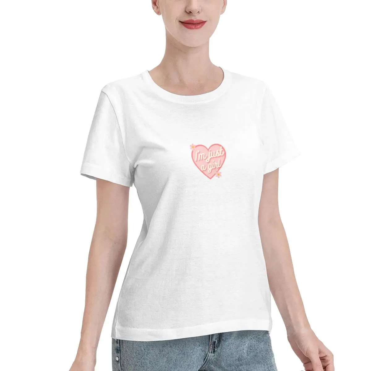 Long Lasting I M Just A Girl Women's T-shirt Sensual Breathable Cotton Tee
