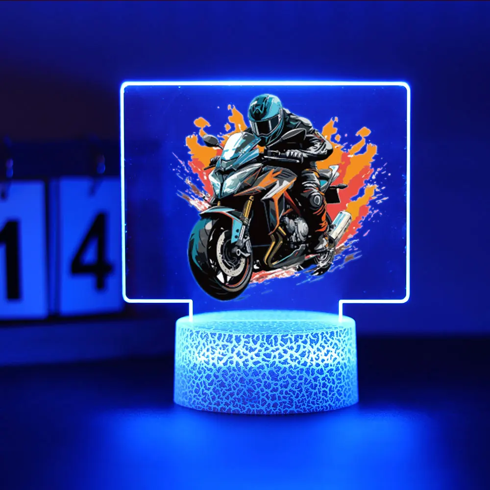 Motocicleta Print Night Light para quarto, Fashion Motor Lamp, Desk Decor, Presente de aniversário