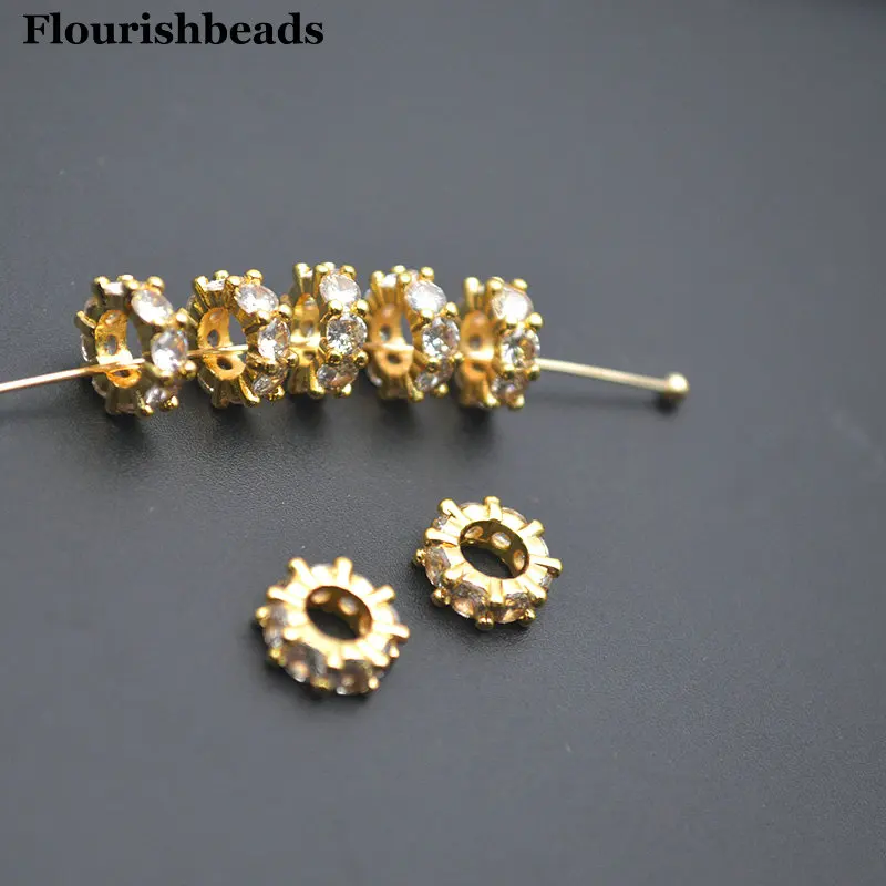 

10 шт. цвет Remain 18 К позолоченные фианиты 2x8 мм снежинка круглая форма ломтика металлические бусины-разделители для изготовления ювелирных изделий