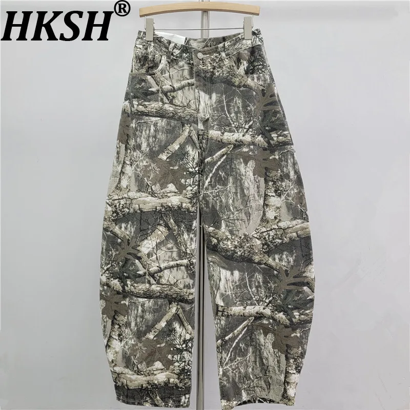 

HKSH весна осень новые женские мешковатые широкие брюки в американском стиле ретро с принтом повседневная универсальная хип-хоп шикарная уличная одежда HK17234