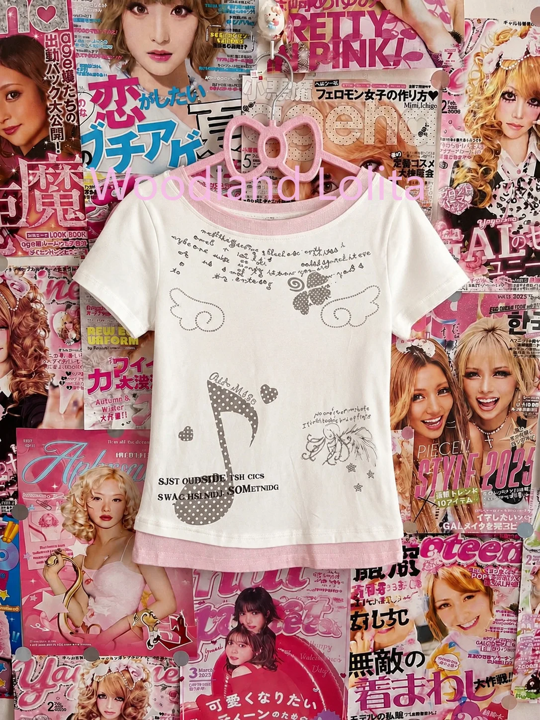 Summer American Polka Dot Print Panelled Mujer Camisetas Casual Elegant Minority T-shirt Fake Two Pieces Slim Spice Girls Tops